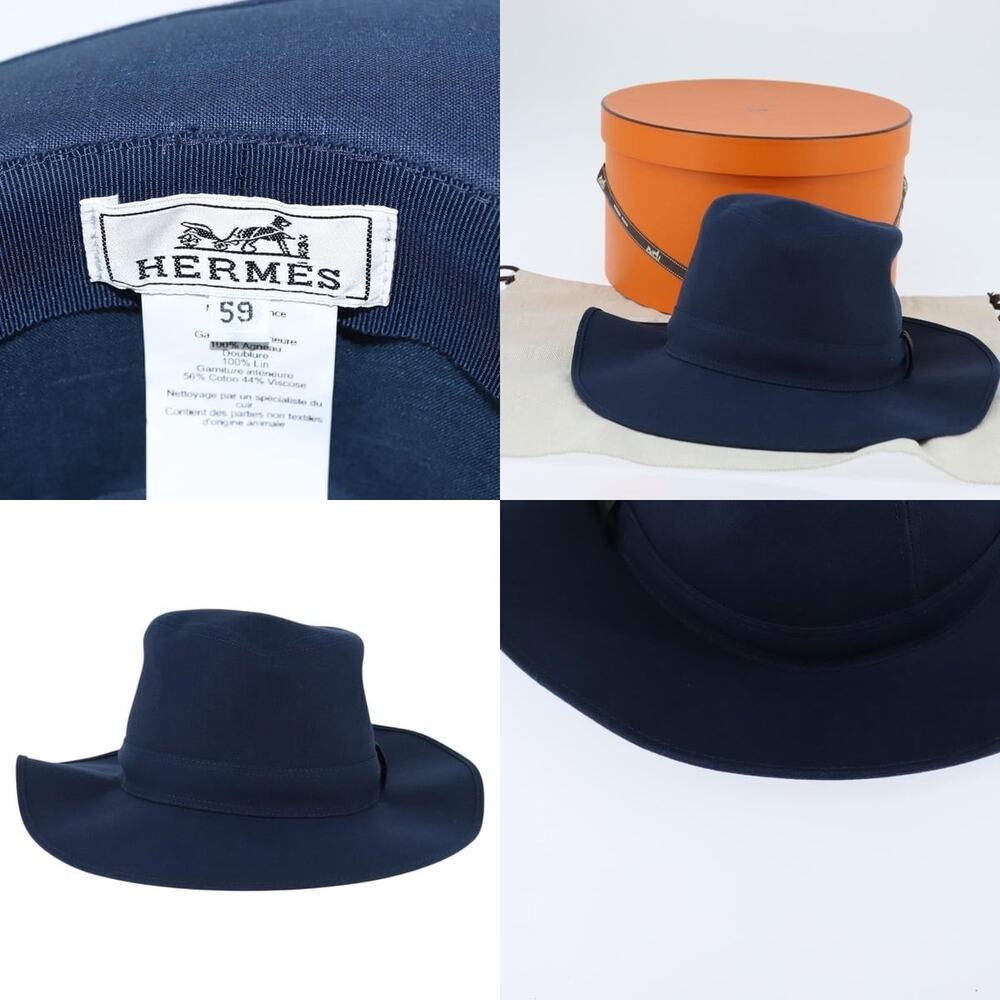 Hermes Hat Linen Navy - Picture 5 of 6